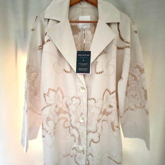 NWT Elegant Embroidered Trench Coat / Dress Anthropologie: Avec Les Fille - Picture 5 of 11